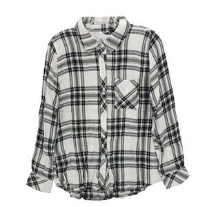 RAILS Hunter Plaid Button Up Top Shirt Black White 100% Rayon Size SMALL